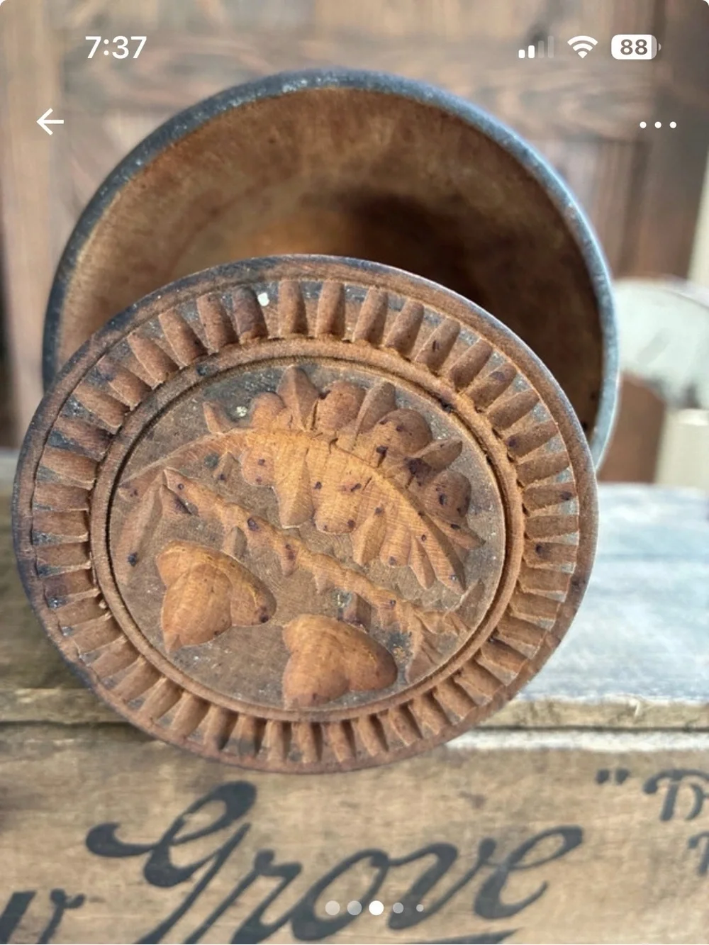 Antique Wooden Butter mold - Brown